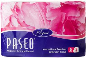 Paseo Tissues 3 Ply Toilet Roll - 300 Pulls (6 Rolls)