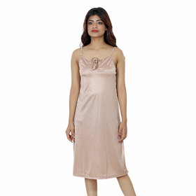 Nivcy Women Satin Nighty (Beige)