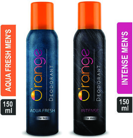 Orange Intense  Aqua Fresh Men's Deodorant Deodorant Spray - For Men  (150ml x Pack of 2)