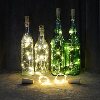 THE DISCOUNT STORE 20 LED Wine Bottle Cork Lights Copper Wire String Lights, 2M/7.2FT Battery Operated for Indoor  Out