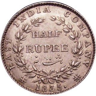                       haalf rupees 1835 fine condition                                              