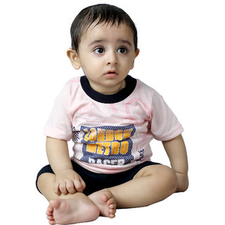                       Kid Kupboard Cotton Half Sleeve T-Shirt and Short For Baby Boys (Multi-Color)                                              