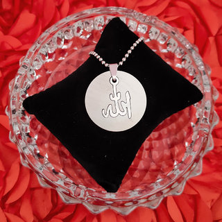                       M Men Style  Religious Islamic Allah Locket With Chain   Silver   Stainless Steel Religious Pendant Necklace Chain                                              