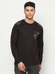 Glito Solid Camouflage Patch With Front Pocket Sweatshirt For Men
