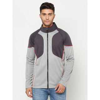 Glito Dart & Light Grey With Red Piping Two Side Pocket Jacket-Track-Upper For Men