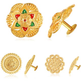                       Vighnaharta Sizzling Graceful Alloy Gold Plated Stud and Bali Earring Combo set For Women and Girls                                              