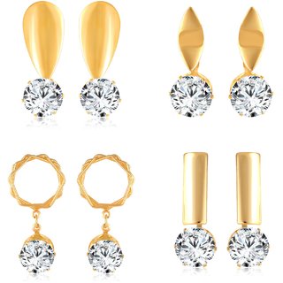                       Vighnaharta Sizzling Alloy Gold Plated Solitaire dangler Combo set For Women and Girls                                              