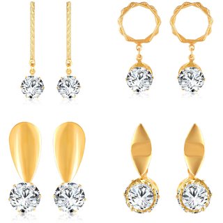 Vighnaharta Sizzling Charming Alloy Gold Plated Solitaire dangler Combo set For Women and Girls Vighnaharta Sizzling Charming Alloy Gold Plated Solitaire dangler Combo set For Women and Girls
