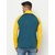 Glito Teal Green & Yellow Colour-Block Jacket-Track-Upper With Side Pocket For Men