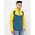Glito Teal Green & Yellow Colour-Block Jacket-Track-Upper With Side Pocket For Men