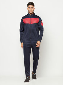 Glito Sports Wear Running,Walking, Red & Navy Colour-Block Stylish Track Suit For Men