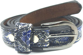 Exotique Snake Print Blue Casual Leather Belt For Women (BW0031BL)