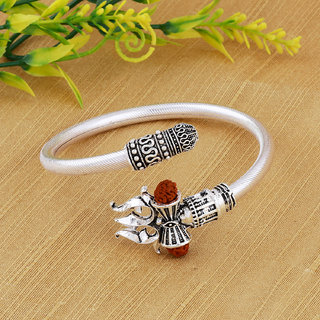 Buy Rudraksha Trishul Damroo Designer Oxidized Silver Bahubali Kada Bracelet Unisex Bracelets for Men Women Online 264 from ShopClues