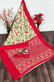 Sharda Creation Red Flower Printed Saree