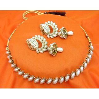 Pearl Jhumka with pearl drop necklace set Pearl Jhumka with pearl drop necklace set