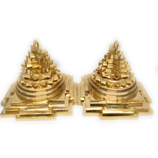                       Set Of 2 Sumeru Shree Yantra In Gold Plated To Stable Lakshmi ( money ) And Remove All The Troubles From Your House                                              