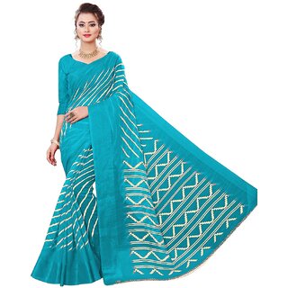                       SVB Saree Sky Blue Bandhani Printed Saree                                              