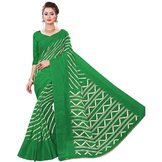                       SVB Saree Green Bandhani Printed Saree                                              