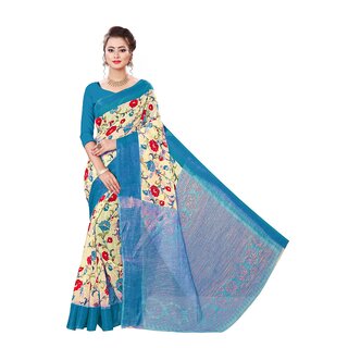                       SVB Saree Sky Blue Colour Flower Printed Saree                                              