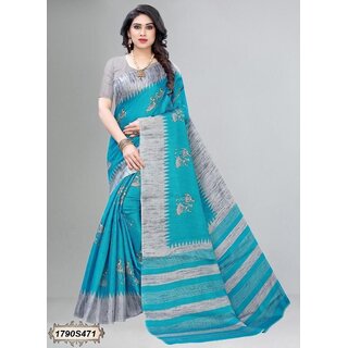                       SVB Blue  Printed Saree                                              