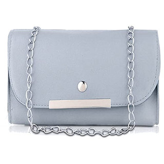 Threadstone Women Flap over small Leatherite Sling Bag Cum Clutch Light Grey(made in india)