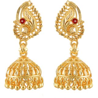                       Vighnaharta Shimmering Beautiful Gold Plated Screw back alloy Jhumki Earring                                              