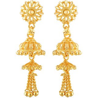 Vighnaharta Traditional Look chain Latkan Gold Plated Screw back alloy Jhumki Earring Vighnaharta Traditional Look chain Latkan Gold Plated Screw back alloy Jhumki Earring