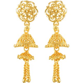                       Vighnaharta Chain Latkan Gold Plated Screw back alloy Jhumki Earring                                              