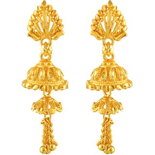                       Vighnaharta Chain Drop Gold Plated Screw back alloy Jhumki Earring                                              