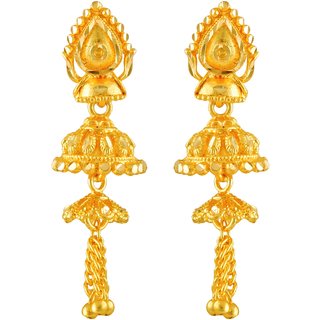                       Vighnaharta Trendy Chain Drop Gold Plated Screw back alloy Jhumki Earring                                              