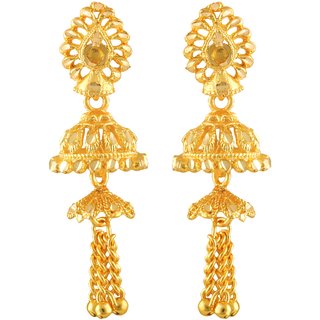 Vighnaharta Trendy Chain latkan Gold Plated Screw back alloy Jhumki Earring Vighnaharta Trendy Chain latkan Gold Plated Screw back alloy Jhumki Earring
