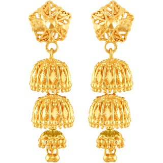 Vighnaharta South Pattern Gold Plated Screw back alloy Jhumki Earring Vighnaharta South Pattern Gold Plated Screw back alloy Jhumki Earring