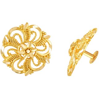                       Vighnaharta Flower shine Gold Plated Screw back alloy stud Earring                                              