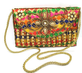 Womens Clutch/ Sling Bag Embroidery Work Multicolor
