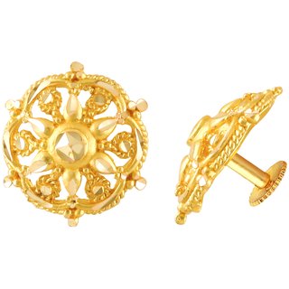                       Vighnaharta Flower Wheel Gold Plated Screw back alloy stud Earring                                              