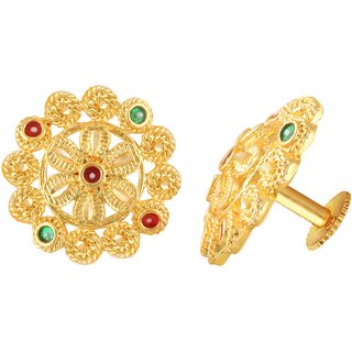                       Vighnaharta Flory Enamel Gold Plated Screw back alloy stud Earring                                              