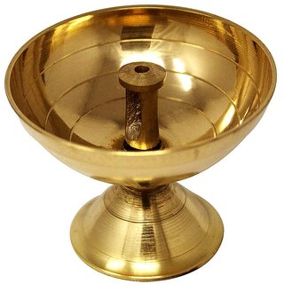 Flyfot Brass Kamal Akhand Diya Oil Lamp for Pooja (Set of 1, Diameter 5 cm)