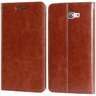                       Flip Cover Leather Case Inner TPU, Leather Wallet Stand for Samsung J7 Prime (Brown)                                              