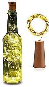 Sunrise 20 LED Warm White Wine Bottle Cork Lights Copper Wire String Lights, 2M Battery Operated Wine Bottle Fairy Light