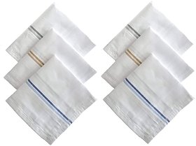 Bella 100 Cotton Men White Solid Handkerchiefs Pack Of 6