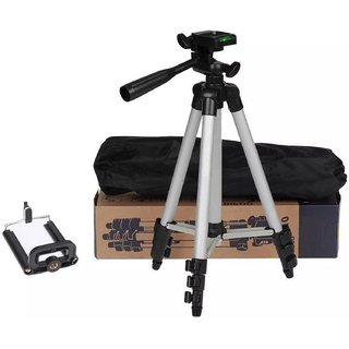 KSS Tripod- 3110 Fordable Tripod with Mobile Clip Holder Stand with 3D Head Quick Release Plate For All Smartphone