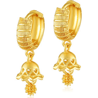                       Vighnaharta Daily wear Filigree work Gold Plated alloy Hoop Earring Bucket Bali Basket Bali Earring                                              