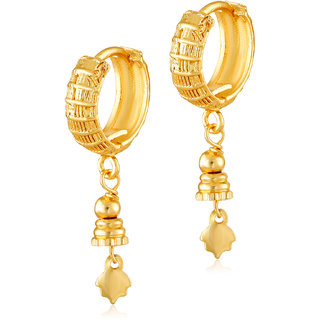                       Vighnaharta Daily wear Filigree work Gold Plated alloy Hoop Earring Bucket Bali Basket Bali Earring                                              