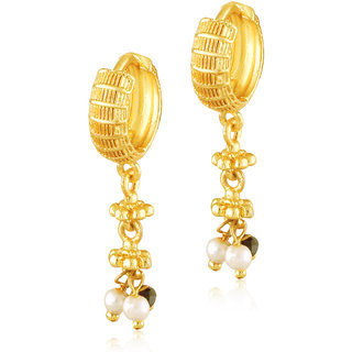                       Vighnaharta Daily wear Filigree work Gold Plated alloy Hoop Earring Bucket Bali Basket Bali Earring                                              