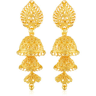                       Vighnaharta Traditional wear 3 step Gold Plated alloy Jhumki Earring                                              