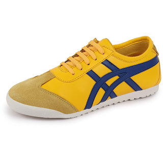 FAUSTO Men's Yellow Lace Up Trendy Sneakers