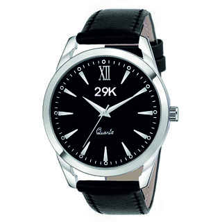 29K 9010 Round Black Dial Leather Strap Partywear/Formal/Casual Boys Smart Analog Watch For Men