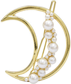 Fashion Story Imported Hair Clips for women with Pearls and Moon, Hair Clips for styling for wedding
