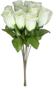 Fashion Story Artificial Off White Rose Flower Bunches for Vase living room Home  office Decor (10 Sticks, 31 cm)