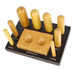                       8 Piece Wooden Dapping Doming Punch Block Set - 10 MM to 31 MM For Metal Work Wood Forming Doming Jewelry Making                                              